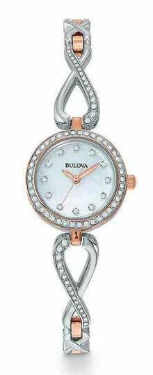 Bulova Crystals Mother of Pearl Dial Two Tone Steel Strap Watch for Women - 98X108 Buy Now By Bulova