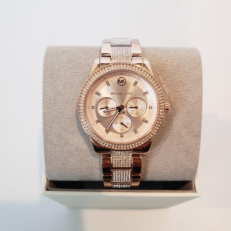 Michael Kors Tibby Chronograph Crystals Rose Gold Dial Rose Gold Steel Strap Watch For Women - MK6826 Buy Now By Michael Kors