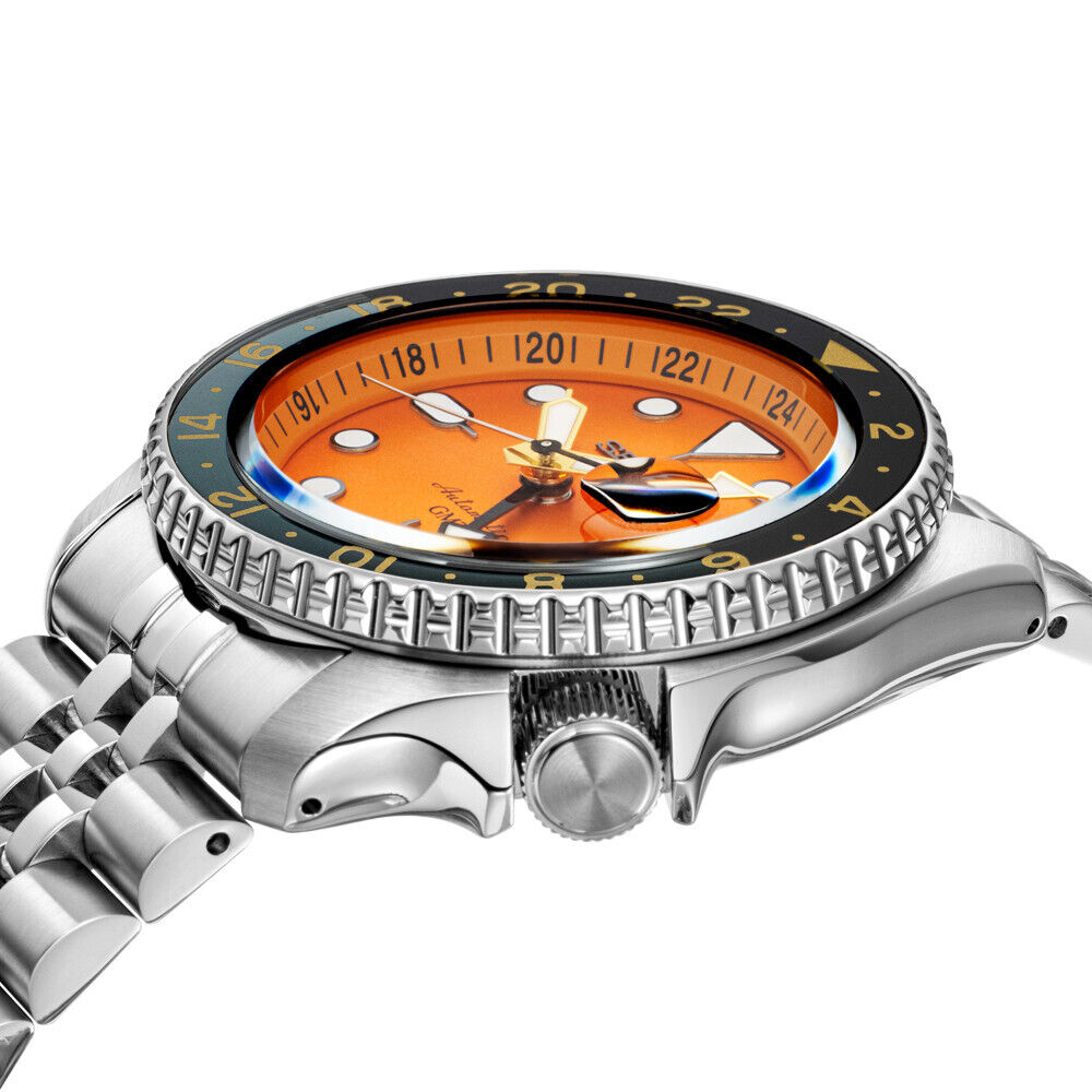 Seiko 5 Sports GMT Automatic Orange Dial Silver Steel Strap Watch For Men - SSK005K1 Buy Now By Seiko