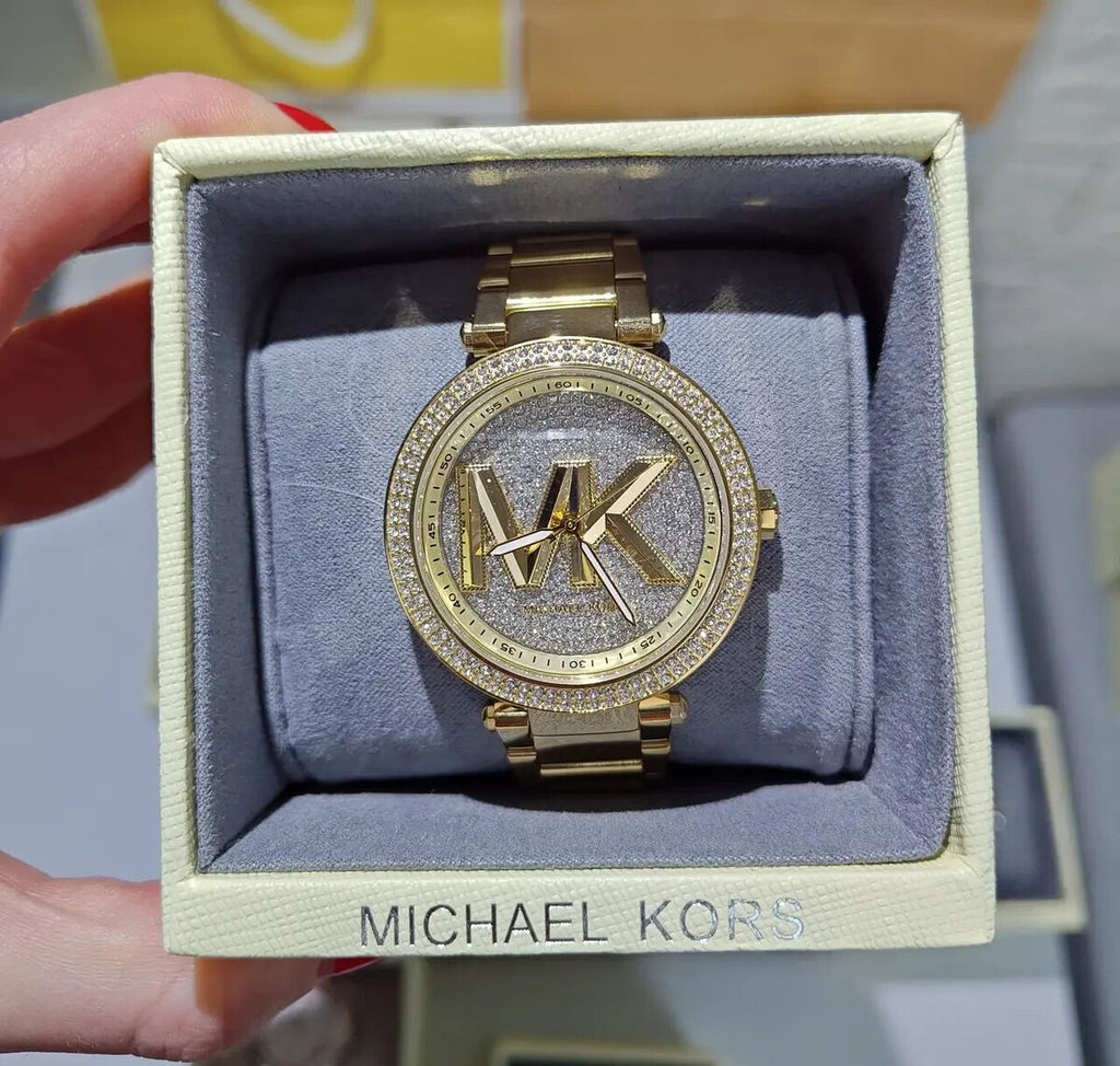 Michael Kors Parker Analog Crystals Gold Dial Gold Steel Strap Watch For Women - MK7283 Buy Now By Michael Kors