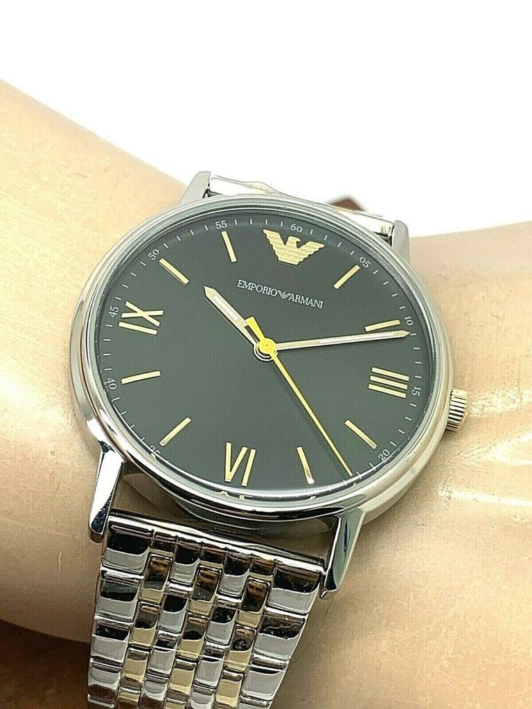 Emporio Armani Kappa Quartz Black Dial Two Tone Mesh Bracelet Watch For Men - AR11228 Buy Now By Emporio Armani