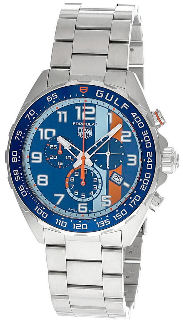 Tag Heuer Formula 1 Gulf Edition Chronograph Blue Dial Silver Steel Strap Watch for Men - CAZ101AT.BA0842 Buy Now By Tag Heuer