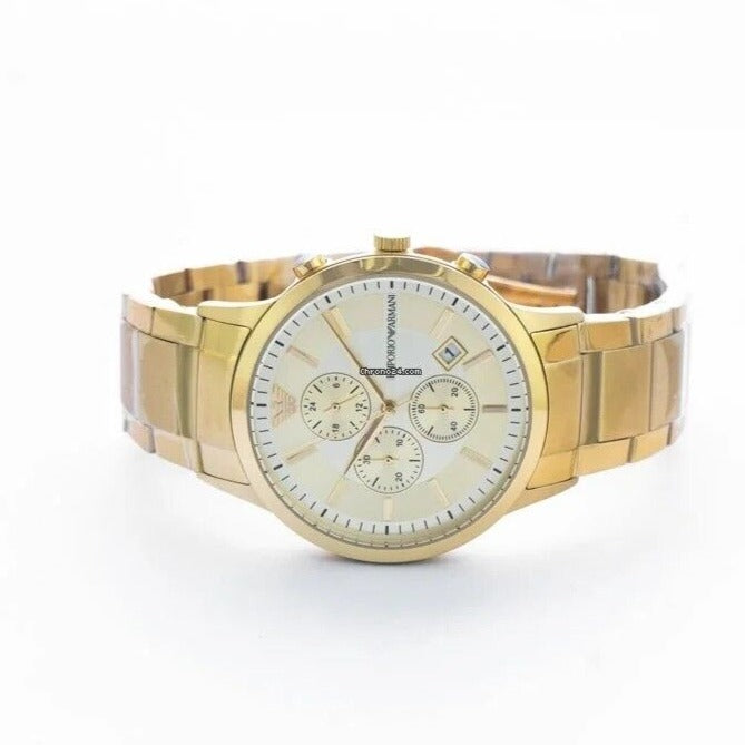 Emporio Armani Renato Chronograph White Dial Gold Steel Strap Watch For Men - AR11332 Buy Now By Emporio Armani
