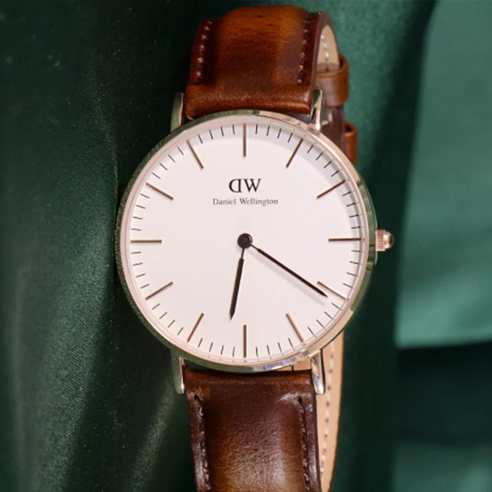 Daniel Wellington Classic Bristol White Dial Brown Leather Strap Watch For Women - DW00100039 Buy Now By Daniel Wellington