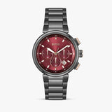 Hugo Boss One Chronograph Red Dial Grey Steel Strap Watch For Men - 1514000 Buy Now By Hugo Boss
