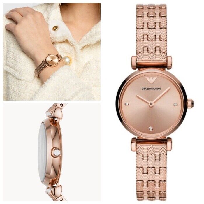 Emporio Armani Gianni T Bar Quartz Rose Gold Dial Rose Gold Steel Strap Watch For Women - AR11342 Buy Now By Emporio Armani