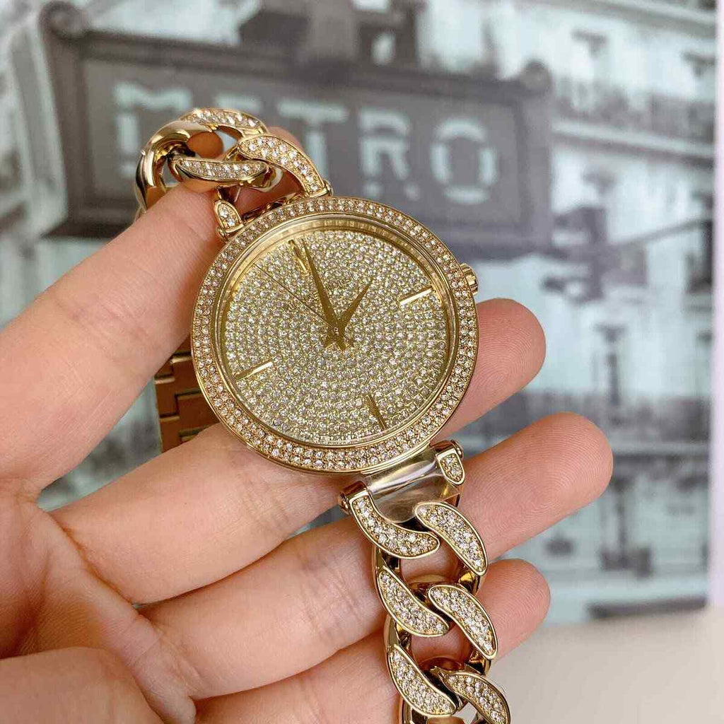 Michael Kors Catelyn Crystals Gold Dial Gold Steel Strap Watch For Women - MK4674 Buy Now By Michael Kors