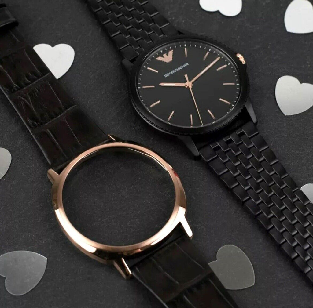 Emporio Armani Interchangeable Black Dial Black Steel Strap Watch For Men - AR80021 Buy Now By Emporio Armani