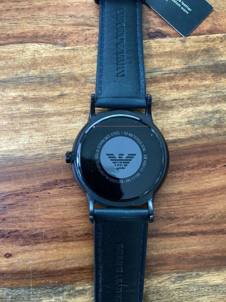 Emporio Armani Renato Quartz Blue Dial Blue Leather Strap Watch For Men - AR11190 Buy Now By Emporio Armani