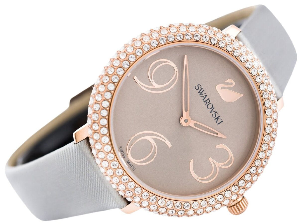 Swarovski Crystal Frost Silver Dial White Leather Strap Watch for Women - 5484070 Buy Now By Swarovski
