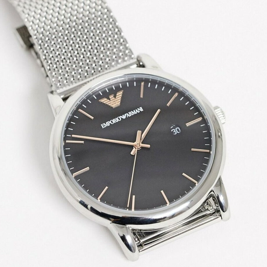 Emporio Armani Luigi Analog Black Dial Silver Mesh Bracelet Watch For Men - AR11272 Buy Now By Emporio Armani