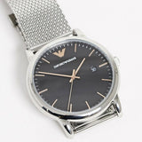 Emporio Armani Luigi Analog Black Dial Silver Mesh Bracelet Watch For Men - AR11272 Buy Now By Emporio Armani