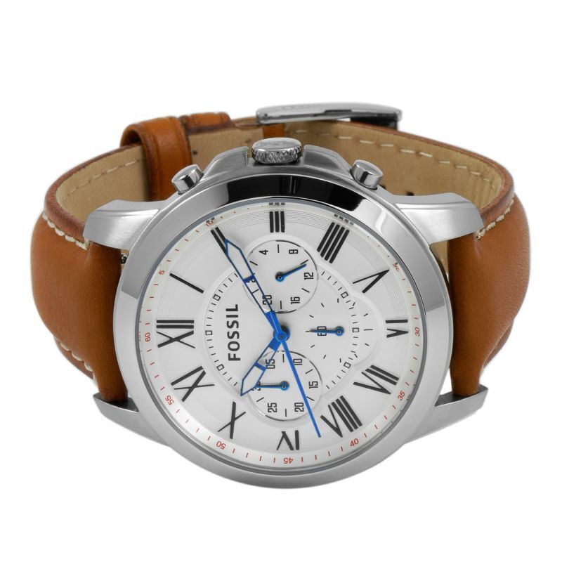 Fossil Grant Chronograph White Dial Brown Leather Strap Watch for Men - FS5060 Buy Now By Fossil