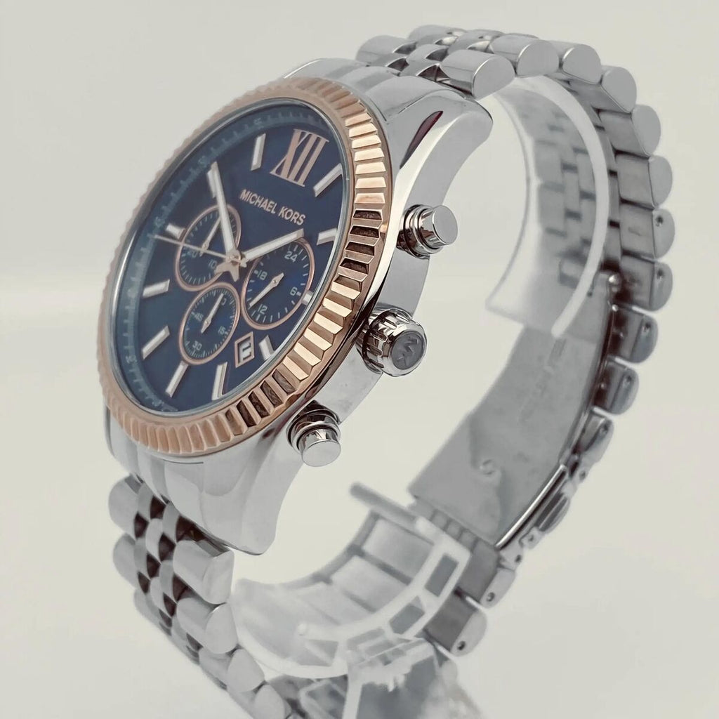 Michael Kors Lexington Chronograph Blue Dial Silver Steel Strap Watch For Men - MK8689 Buy Now By Michael Kors