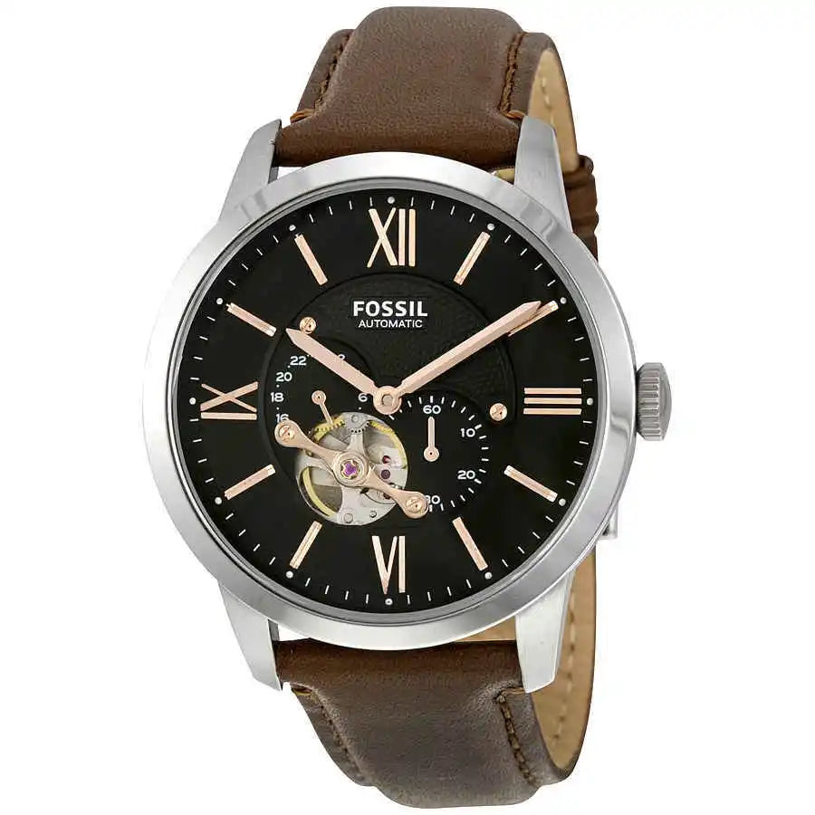 Fossil Townsman Automatic Black Dial Brown Leather Strap Watch for Men - ME3061 Buy Now By Fossil