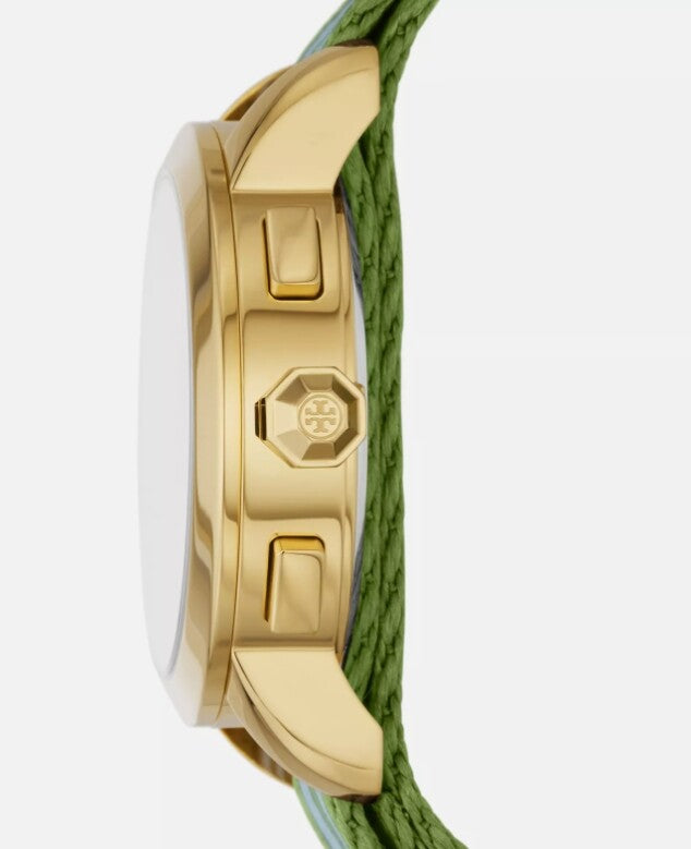 Tory Burch The Tory Chronograph White Dial Two Tone NATO Strap Watch for Women - TBW1037 Buy Now By Tory Burch