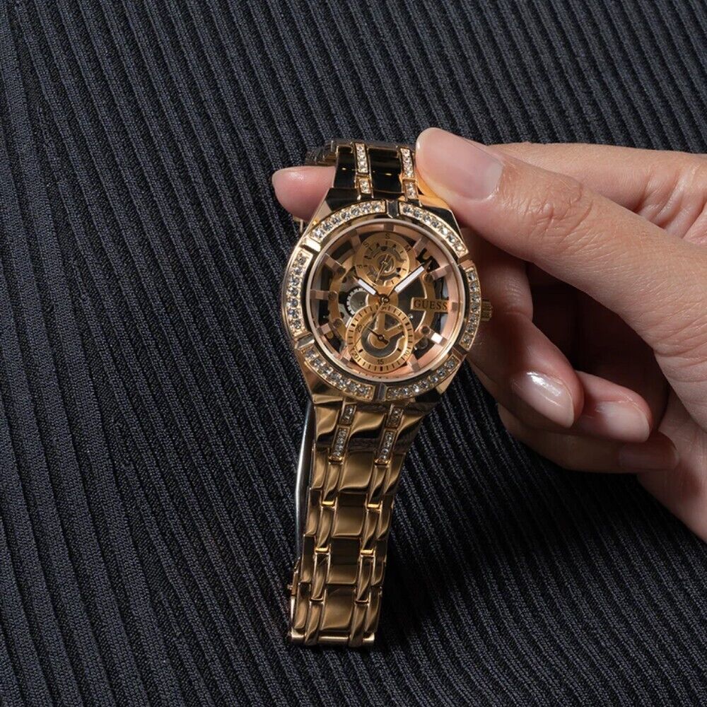 Guess Allara Quartz Rose Gold Dial Rose Gold Steel Strap Watch For Women - GW0604L3 Buy Now By Guess