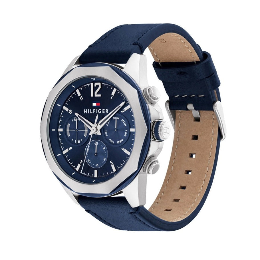 Tommy Hilfiger Lars Chronograph Blue Dial Blue Leather Strap Watch For Men - 1792063 Buy Now By Tommy Hilfiger