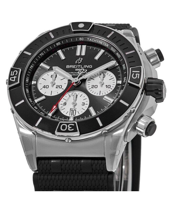 Breitling Super Chronomat B01 44 Black Dial Black Rubber Strap Watch for Men - AB0136251B1S1 Buy Now By Breitling