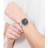 Daniel Wellington Iconic Link Black Dial Silver Steel Strap Watch For Women - DW00100342 Buy Now By Daniel Wellington