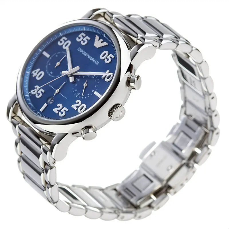 Emporio Armani Luigi Chronograph Blue Dial Silver Steel Strap Watch For Men - AR11132 Buy Now By Emporio Armani