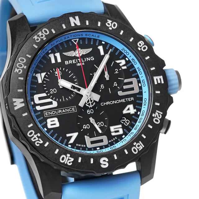 Breitling Endurance Pro Black Dial Light Blue Rubber Strap Watch for Men - X82310281B1S1 Buy Now By Breitling