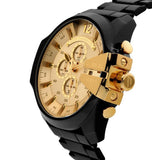 Diesel Mega Chief Chronograph Gold Dial Black Steel Strap Watch For Men - DZ4485 Buy Now By Diesel