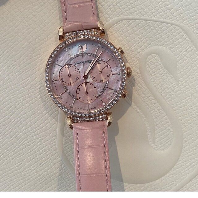 Swarovski Passage Chrono Pink Dial Pink Leather Strap Watch for Women - 5580352 Buy Now By Swarovski