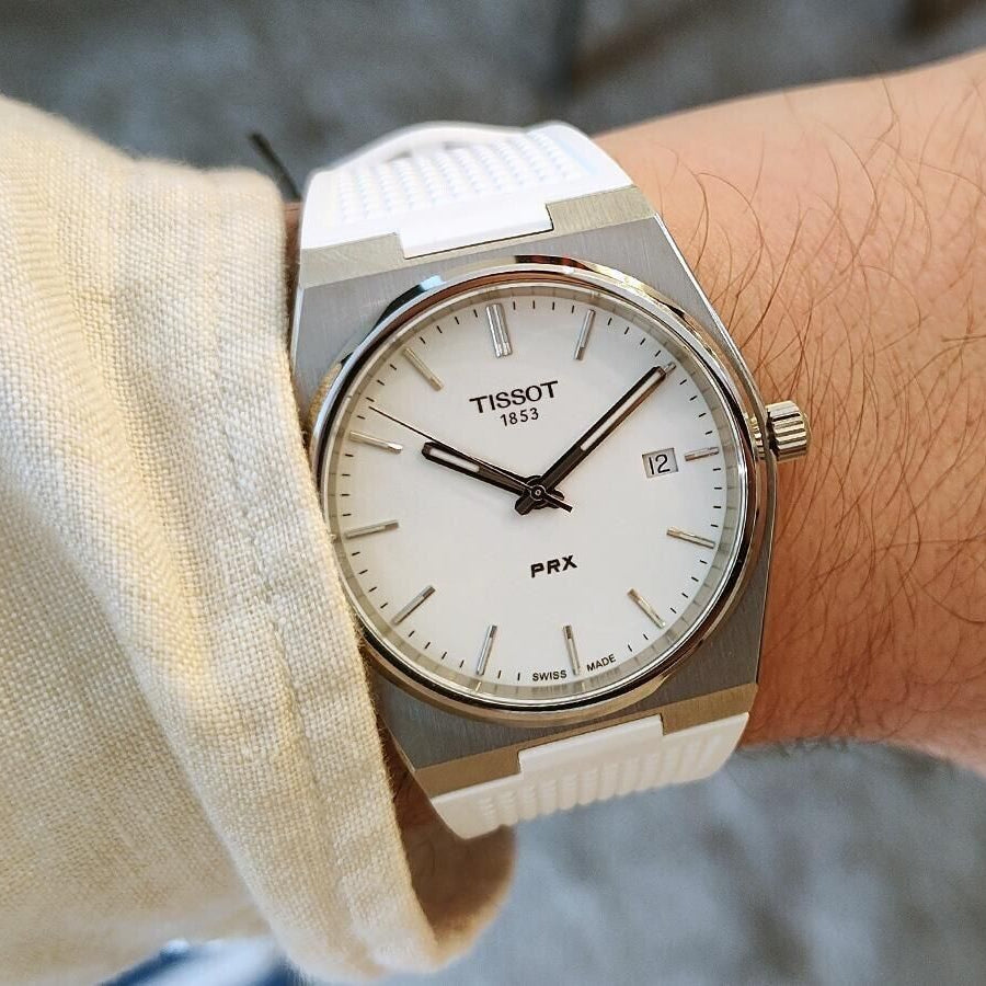 Tissot PRX 40 White Dial White Rubber Strap Watch For Men - T137.410.17.011.00 Buy Now By Tissot