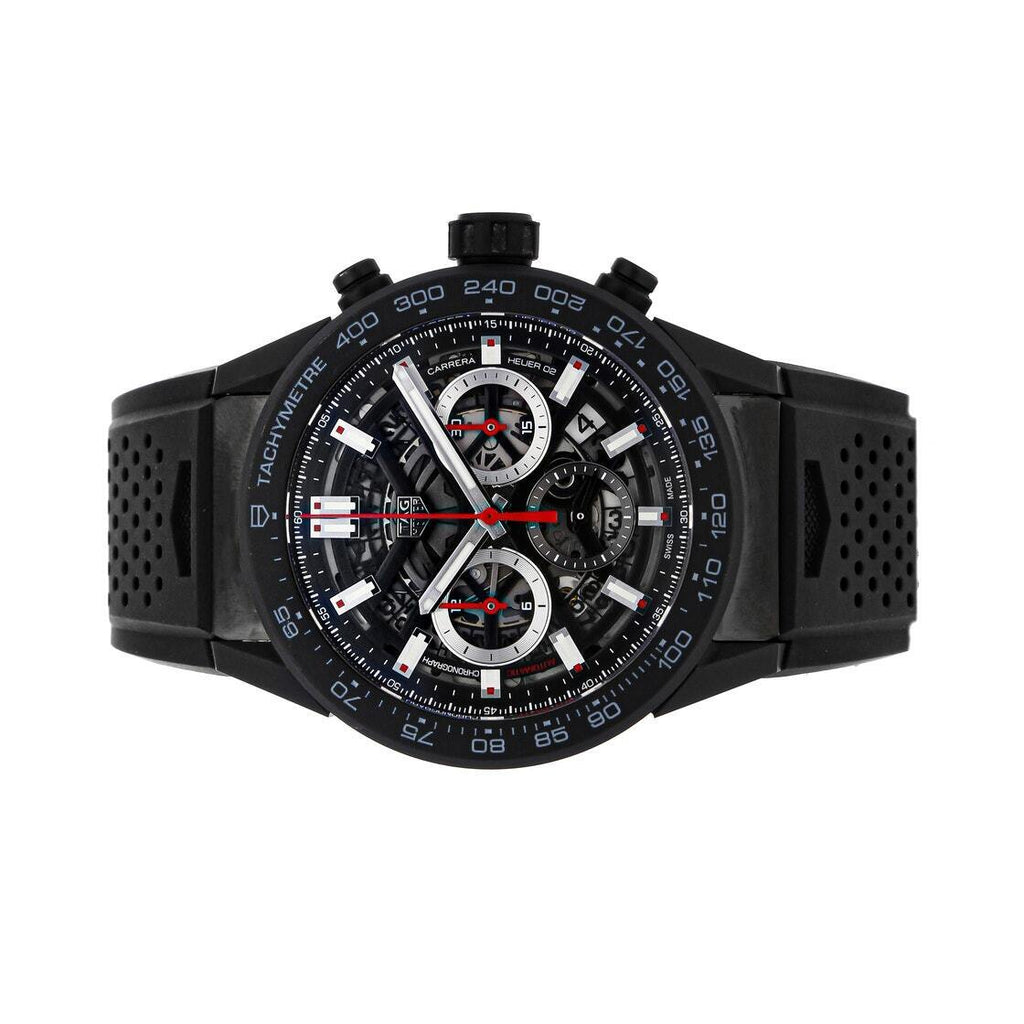 Tag Heuer Carrera Automatic Chronograph Black Dial Black Rubber Strap Watch for Men - CBG2A90.FT6173 Buy Now By Tag Heuer