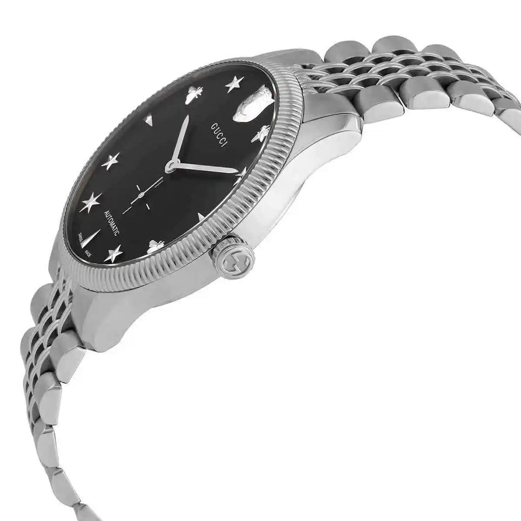 Gucci G Timeless Automatic Black Dial Silver Steel Strap Watch For Men - YA126353 Buy Now By Gucci