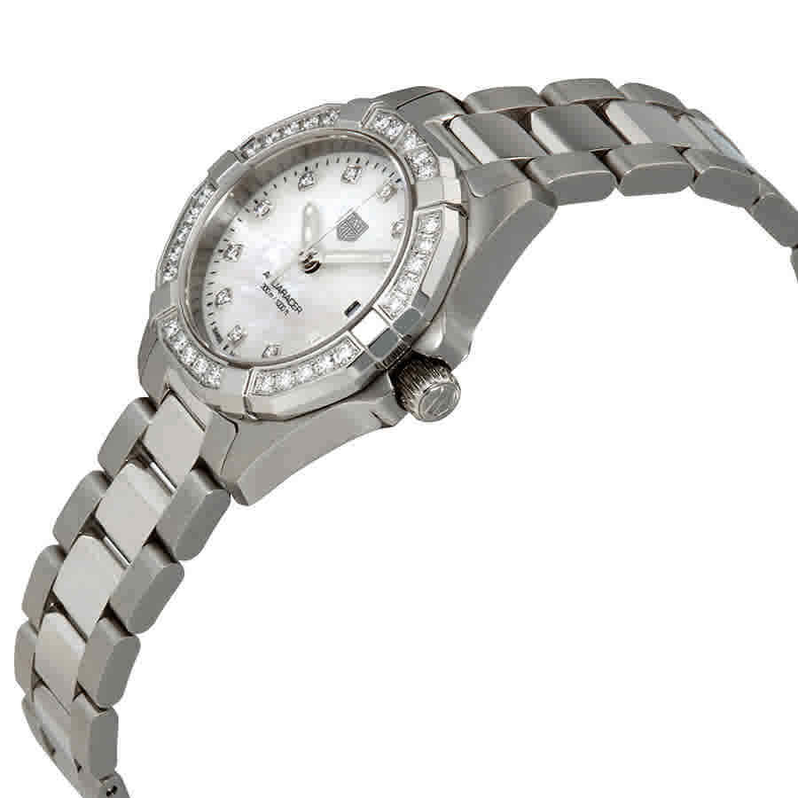 Tag Heuer Aquaracer Diamonds Mother of Pearl White Dial Silver Steel Strap Watch for Women - WBD1415.BA0741 Buy Now By Tag Heuer