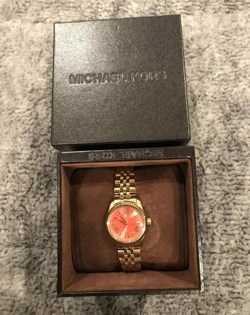 Michael Kors Lexington Quartz Orange Dial Gold Steel Strap Watch For Women - MK3284 Buy Now By Michael Kors