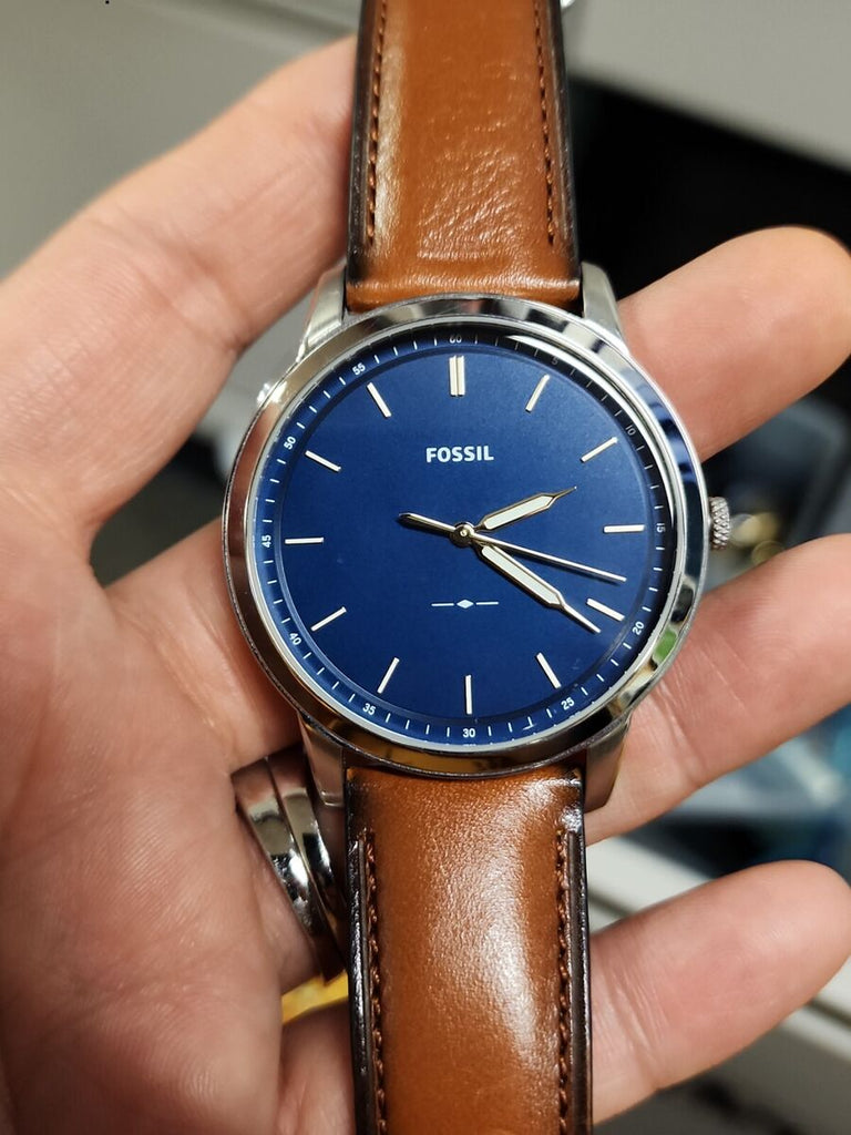 Fossil Minimalist Blue Dial Brown Leather Strap Watch for Men - FS5304 Buy Now By Fossil