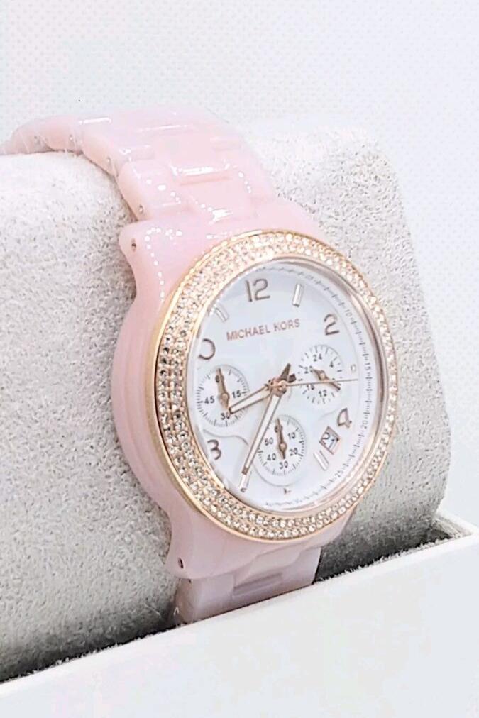 Michael Kors Runway Chronograph White Dial Pink Steel Strap Watch for Women - MK7424 Buy Now By Michael Kors