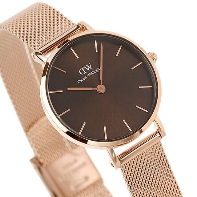 Daniel Wellington Petite Amber Brown Dial Gold Mesh Strap Watch For Women - DW00100476 Buy Now By Daniel Wellington