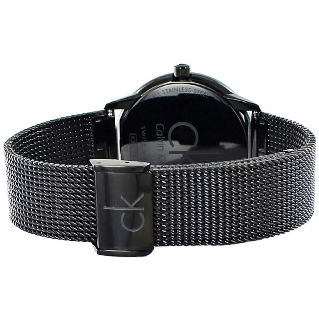 Calvin Klein Minimal Black Dial Black Mesh Bracelet Watch for Men - K3M224B1 Buy Now By Calvin Klein