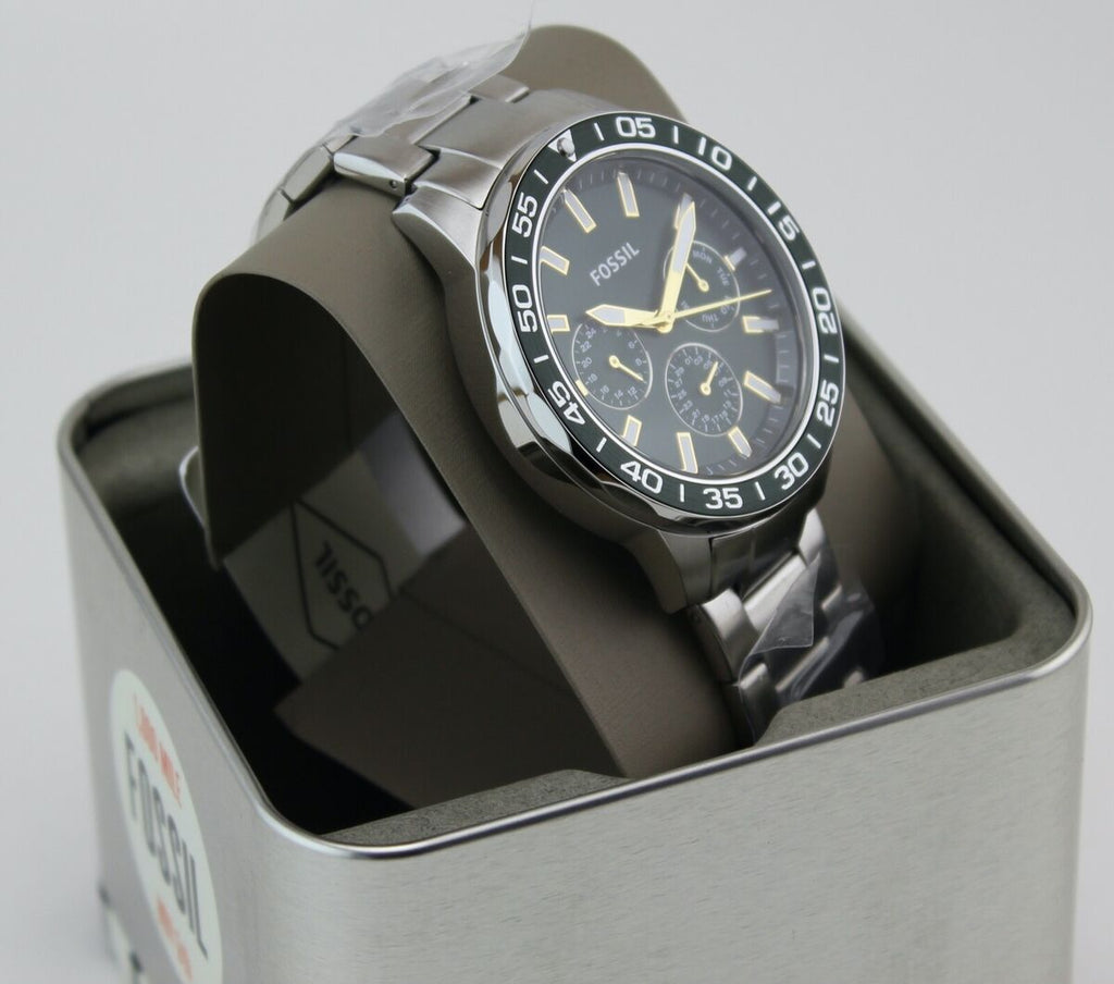 Fossil Bannon Chronograph Green Dial Silver Steel Strap Watch for Men - BQ2492 Buy Now By Fossil