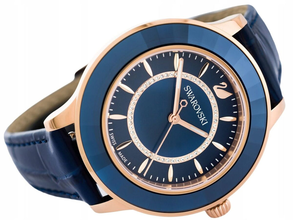 Swarovski Octea Lux Blue Dial Blue Leather Strap Watch for Women - 5414413 Buy Now By Swarovski