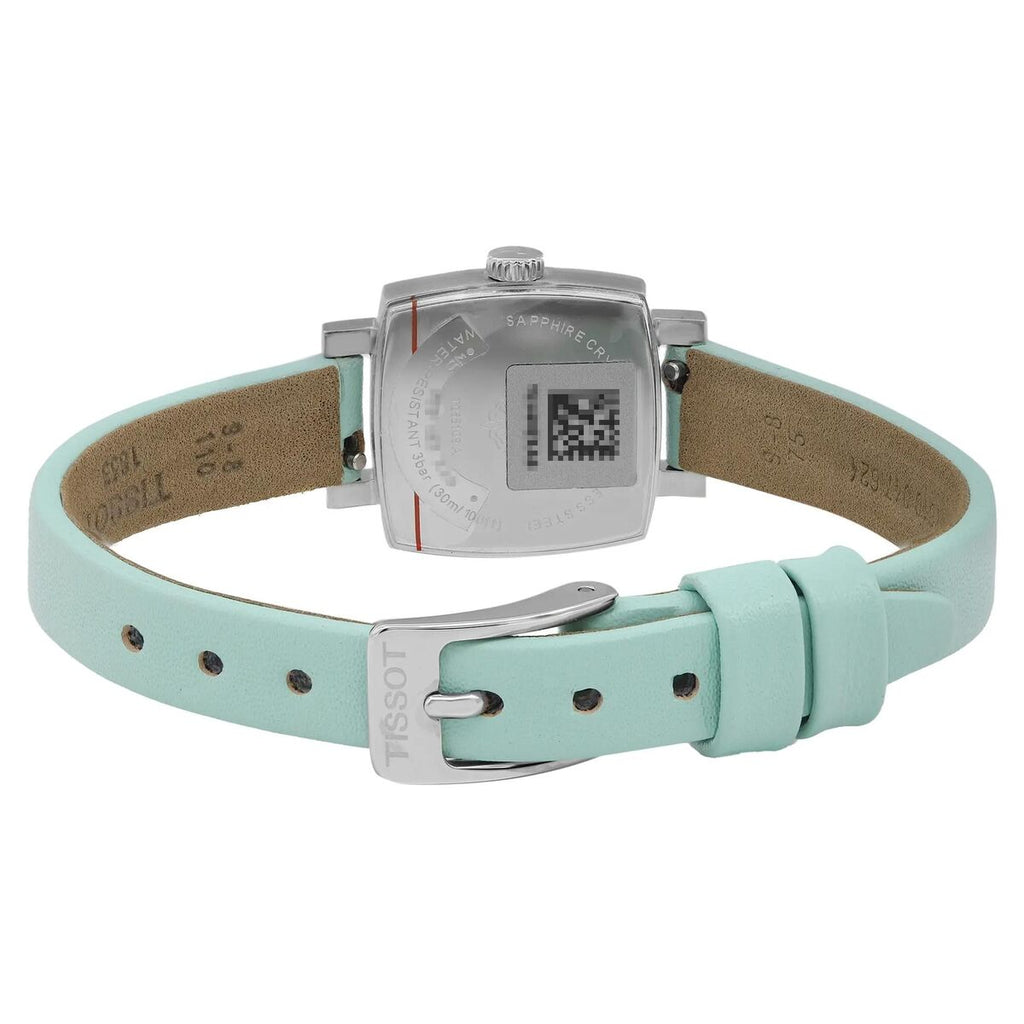 Tissot T Lady Lovely Square Silver Dial Light Green Leather Strap Watch for Women - T058.109.16.031.01 Buy Now By Tissot