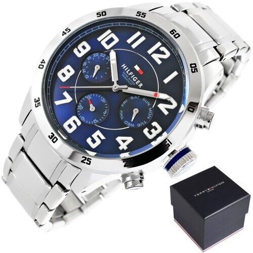 Tommy Hilfiger Trent Chronograph Blue Dial Silver Steel Strap Watch for Men - 1791053 Buy Now By Tommy Hilfiger