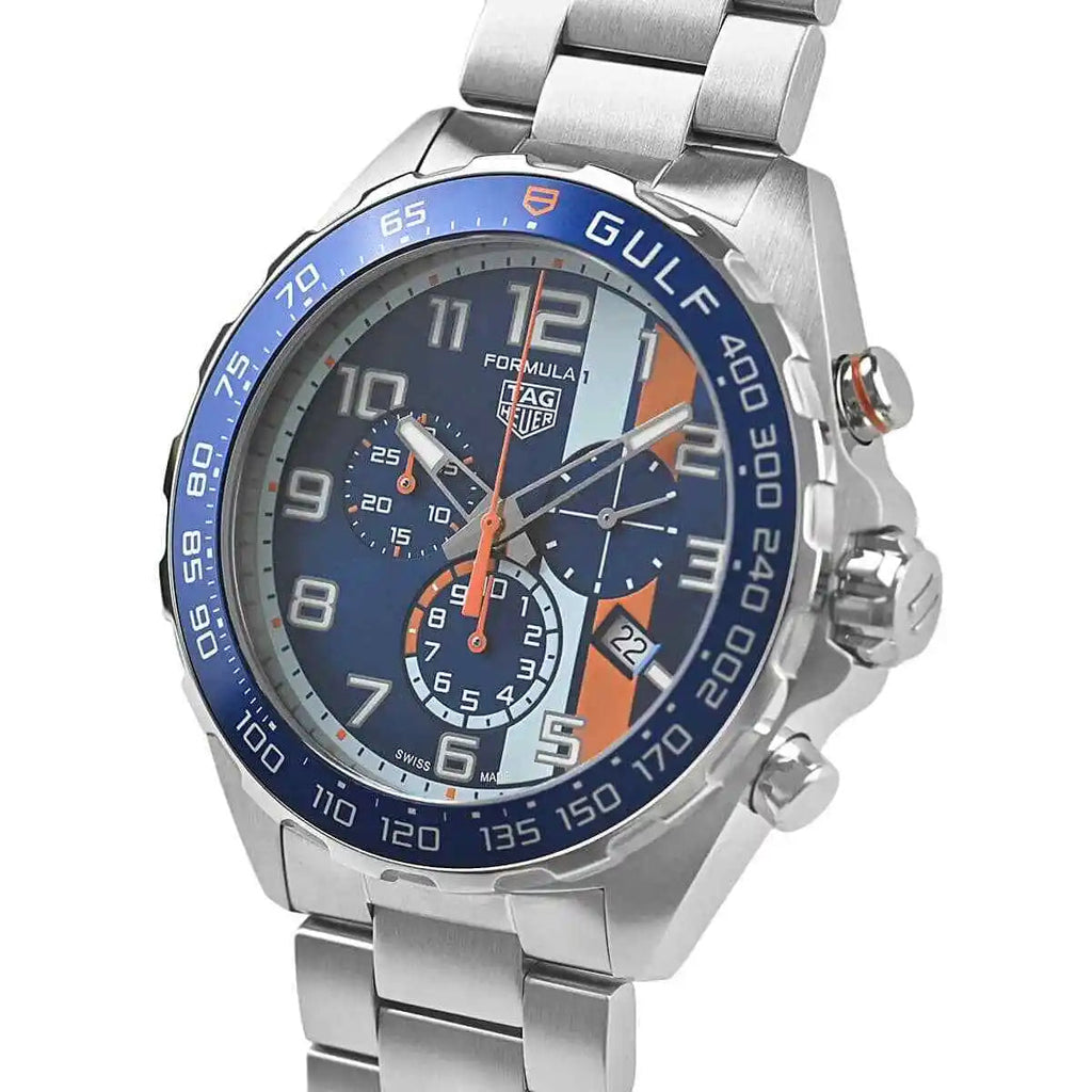 Tag Heuer Formula 1 Gulf Edition Chronograph Blue Dial Silver Steel Strap Watch for Men - CAZ101AT.BA0842 Buy Now By Tag Heuer