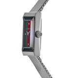 Gucci G Frame Quartz Diamonds Green & Red Mother of Pearl Dial Silver Mesh Bracelet Watch For Women - YA147510 Buy Now By Gucci