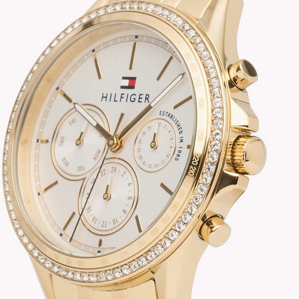 Tommy Hilfiger Ari Multifunction Diamonds Silver Dial Gold Steel Strap Watch for Women - 1781977 Buy Now By Tommy Hilfiger