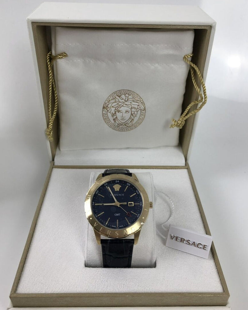Versace Univers Navy Blue Dial Navy Blue Leather Strap Watch for Men - VEBK00318 Buy Now By Versace