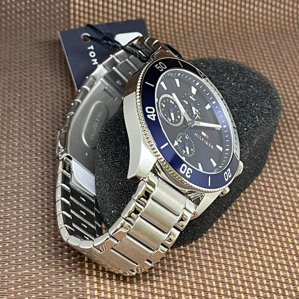 Tommy Hilfiger Larson Chronograph Blue Dial Silver Steel Strap Watch For Men - 1791917 Buy Now By Tommy Hilfiger