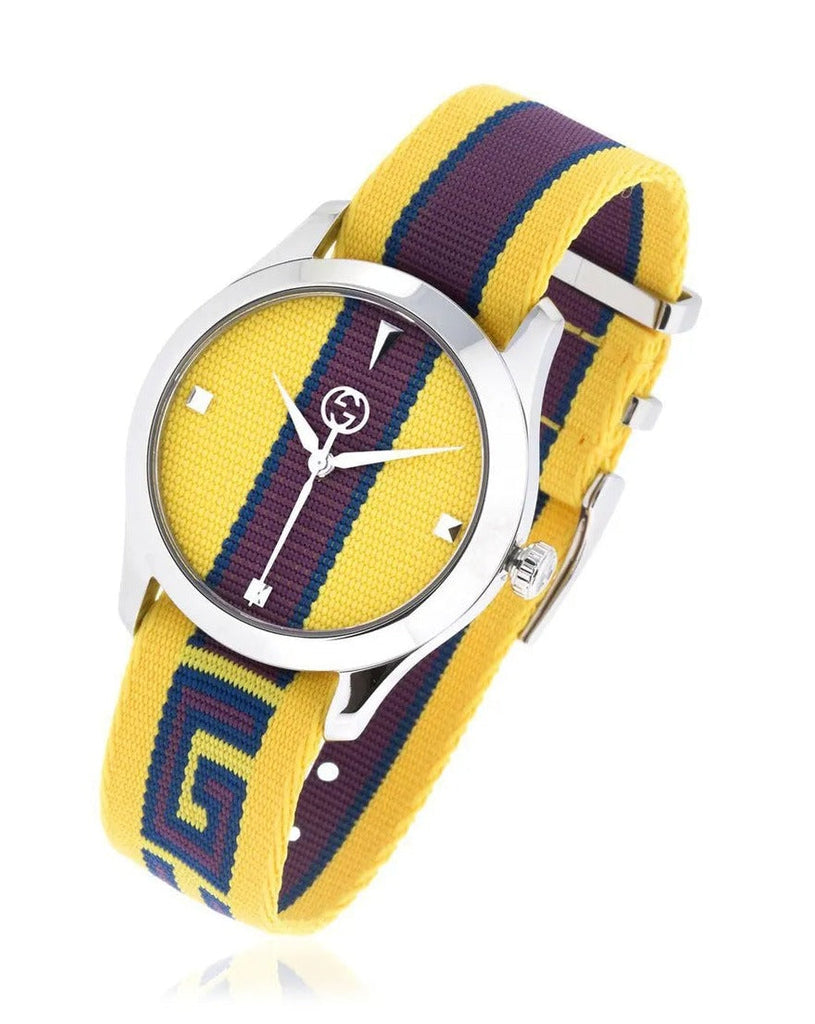 Gucci G Timeless Quartz Yellow & Purple Dial Yellow & Purple NATO Strap Watch For Men - YA1264069 Buy Now By Gucci