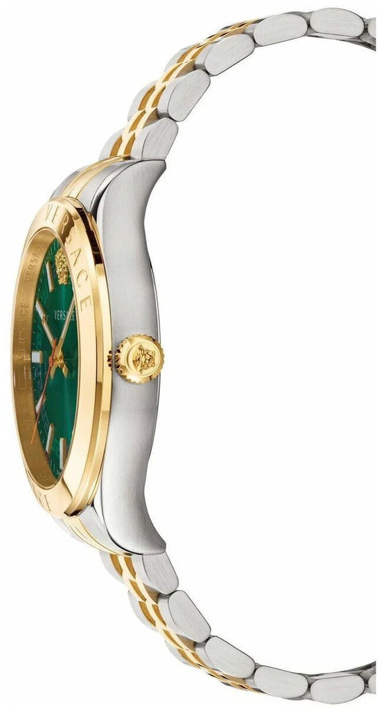 Versace Hellenyium Quartz Green Dial Two Tone Steel Strap Watch For Men - VEVI00620 Buy Now By Versace