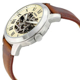 Fossil Grant Automatic Beige Skeleton Dial Brown Leather Strap Watch for Men - ME3099 Buy Now By Fossil