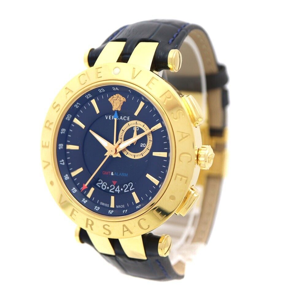 Versace Race GMT Blue Dial Blue Leather Strap Watch For Men - 29G70D282 Buy Now By Versace